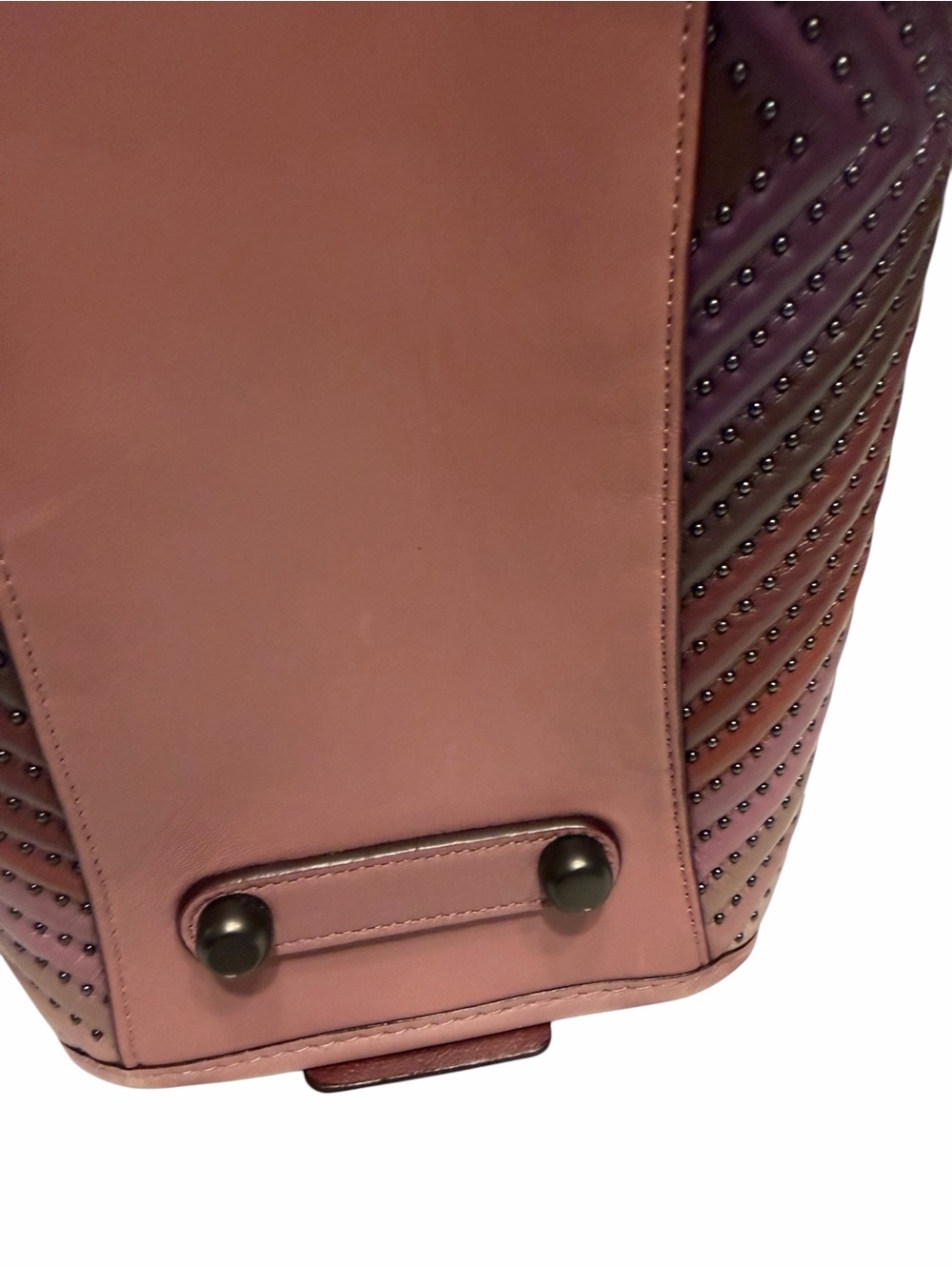 Rare 1941 Coach Rogue 31 W/Colorblock Quilting & Rivets Dusty Rose Multi - Picture 13 of 14
